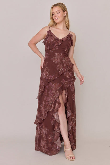 Jules Chiffon Floral Print Dress | Made To Order | Mahogany Blooms
