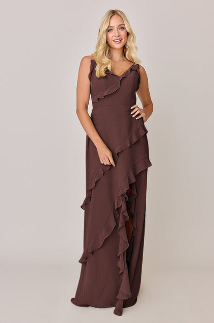 Jules Chiffon Dress | Made To Order | Mahogany
