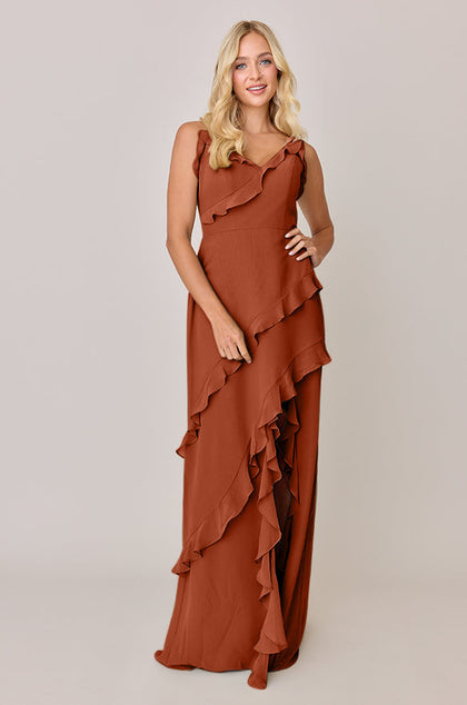 Jules Chiffon Dress | Made To Order | Rust Orange