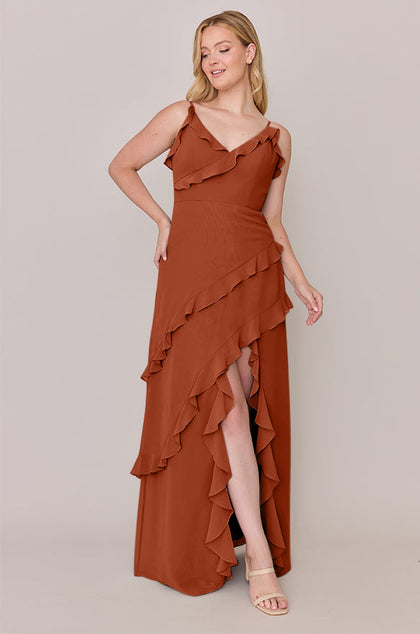 Jules Chiffon Dress | Made To Order | Rust Orange