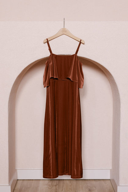 Juniors Riley Convertible Velvet Dress | Made To Order | Rust