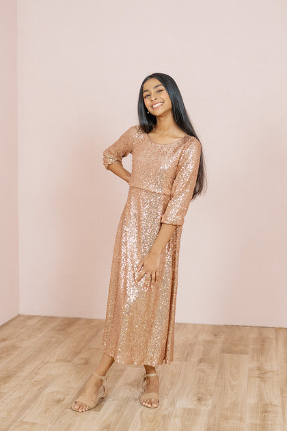 Juniors Addison Sequin Dress | Made To Order | Gold
