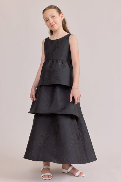 Juniors Georgia Jacquard Dress | Made To Order | Black
