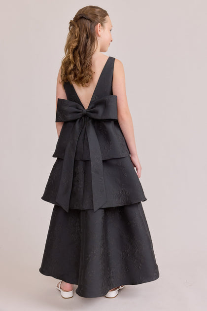 Juniors Georgia Jacquard Dress | Made To Order | Black