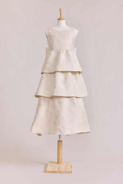 Juniors Georgia Jacquard Dress | Made To Order | Champagne