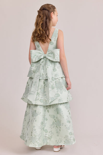 Juniors Georgia Jacquard Dress | Made To Order | Sage