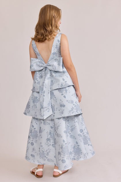 Juniors Georgia Jacquard Dress | Made To Order | Sky Blue