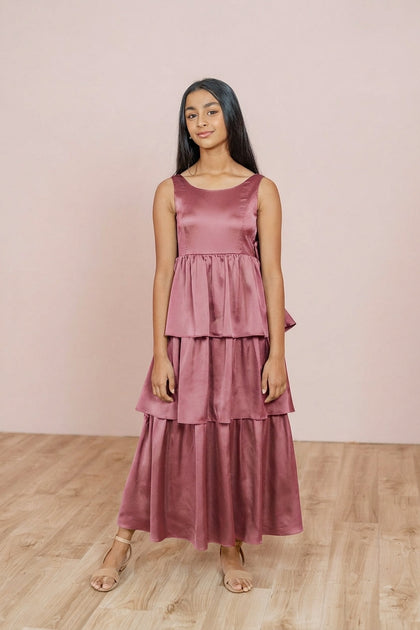Juniors Georgia Satin Dress | Made To Order | Raspberry