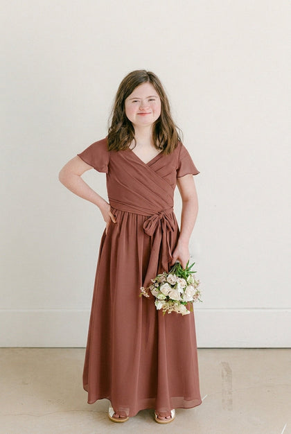 Juniors Harper Chiffon Faux Wrap Dress | Made To Order | Cinnamon Rose