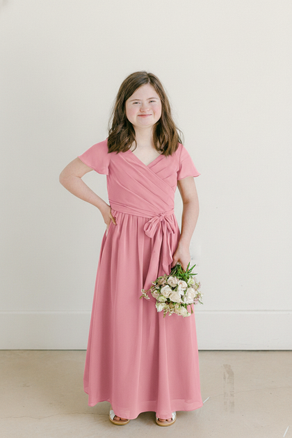 Juniors Harper Chiffon Faux Wrap Dress | Made To Order | Rosette