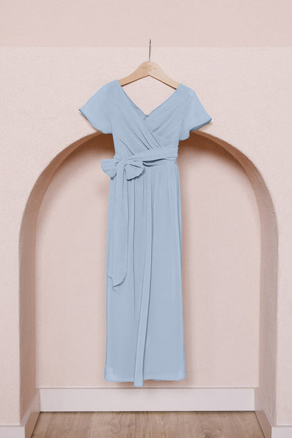 Kids Harper Chiffon Faux Wrap Dress | Made To Order | Periwinkle