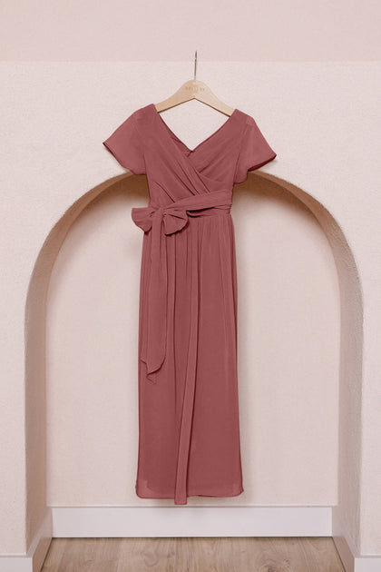 Juniors Harper Chiffon Faux Wrap Dress | Made To Order | Rosewood