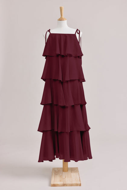 Juniors June Chiffon Dress | Made To Order | Cabernet