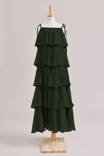 Juniors June Chiffon Dress | Made To Order | Deep Olive