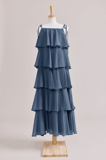 Juniors June Chiffon Dress | Made To Order | Dusty Blue