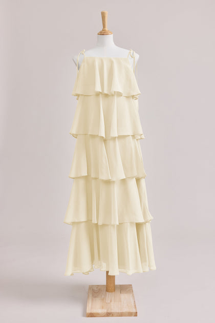 Juniors June Chiffon Dress | Made To Order | Pale Yellow