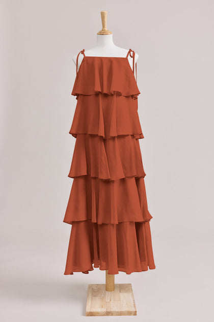 Juniors June Chiffon Dress | Made To Order | Rust Orange