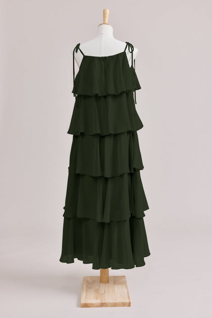 Juniors June Chiffon Dress | Made To Order | Deep Olive