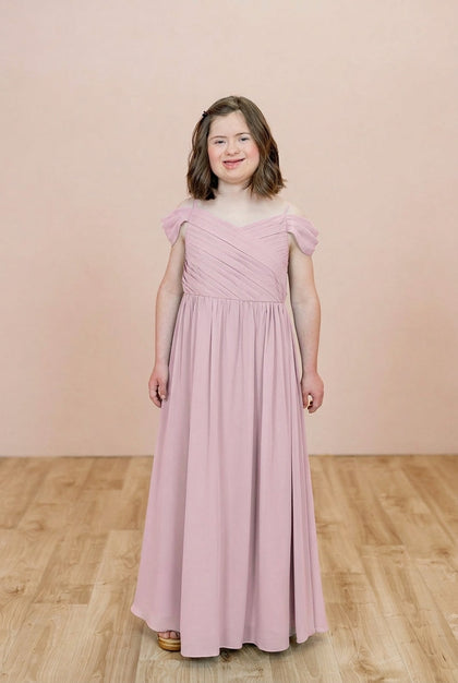 Juniors Lily Chiffon Dress | Made To Order | Baby Pink