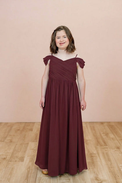 Juniors Lily Chiffon Dress | Made To Order | Cabernet