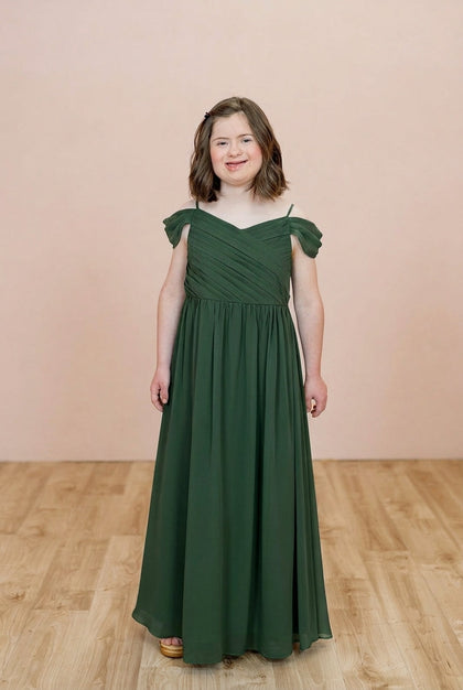 Juniors Lily Chiffon Dress | Made To Order | Deep Olive
