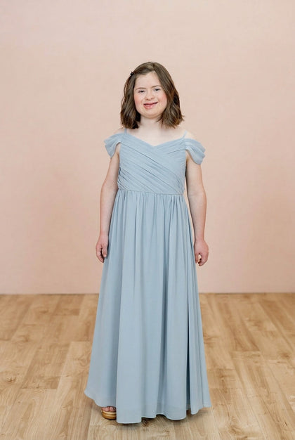 Juniors Lily Chiffon Dress | Made To Order | Light Blue