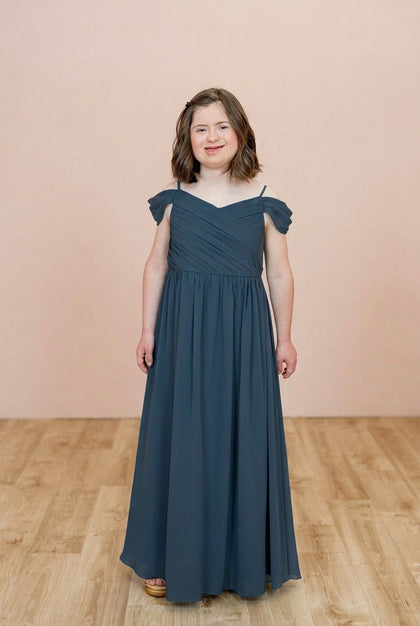 Juniors Lily Chiffon Dress | Made To Order | Romantic Blue