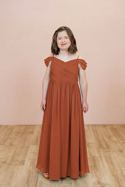 Juniors Lily Chiffon Dress | Made To Order | Rust
