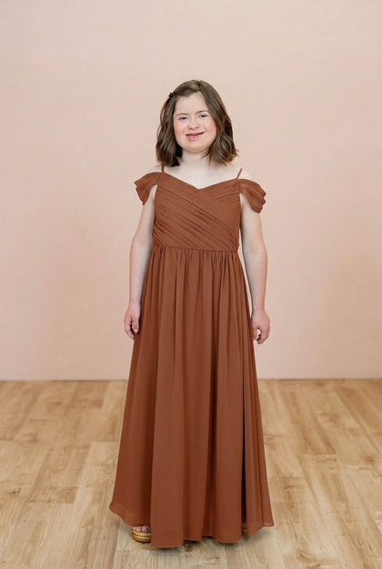 Juniors Lily Chiffon Dress | Made To Order | Rust