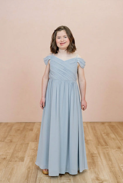 Juniors Lily Chiffon Dress | Made To Order | Sky Blue