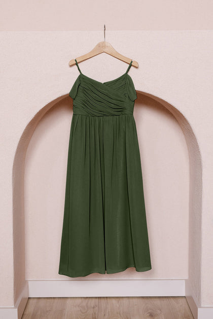 Juniors Lily Chiffon Dress | Made To Order | Deep Olive