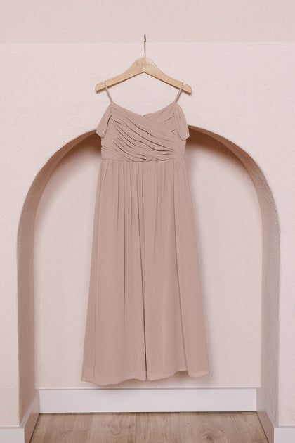 Kids Lily Chiffon Dress | Made To Order | Latte