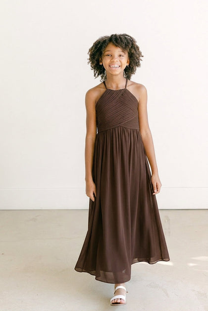Juniors Mackenzie Chiffon Dress | Made To Order | Espresso