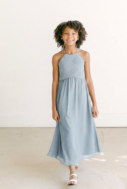 Juniors Mackenzie Chiffon Dress | Made To Order | Light Blue