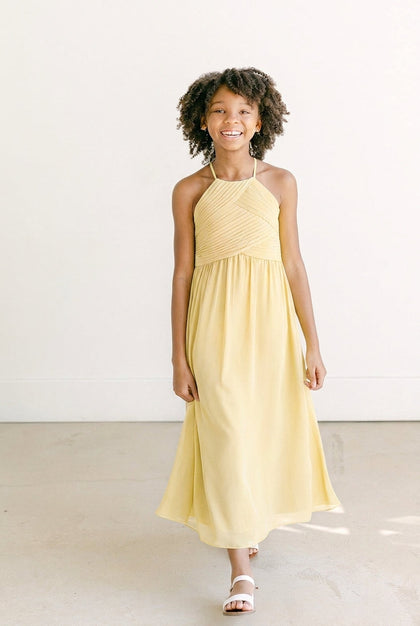 Juniors Mackenzie Chiffon Dress | Made To Order | Pale Yellow
