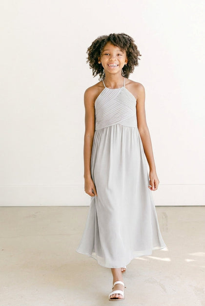 Juniors Mackenzie Chiffon Dress | Made To Order | White Pearl