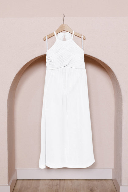 Juniors Mackenzie Chiffon Dress | Made To Order | White Pearl