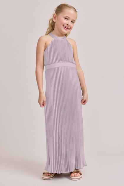 Juniors Mazie Satin Pleated Dress | Made To Order | Lilac
