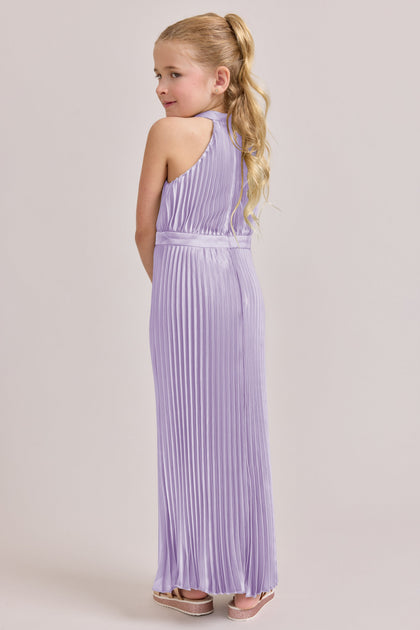 Juniors Mazie Satin Pleated Dress | Made To Order | Light Lavender