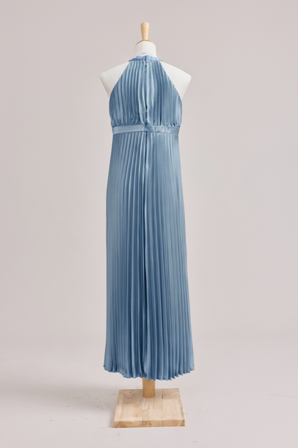 Juniors Mazie Satin Pleated Dress | Made To Order | True Blue