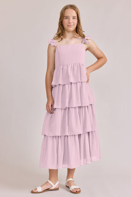 Juniors Poppy Chiffon Dress | Made To Order | Baby Pink