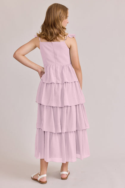 Juniors Poppy Chiffon Dress | Made To Order | Baby Pink