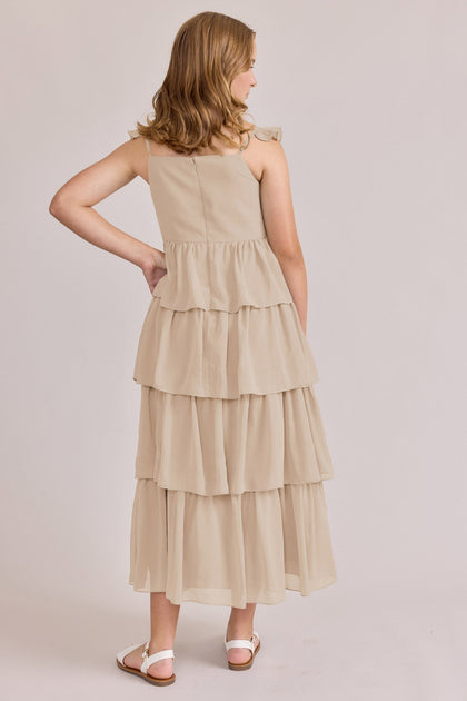 Juniors Poppy Chiffon Dress | Made To Order | Champagne