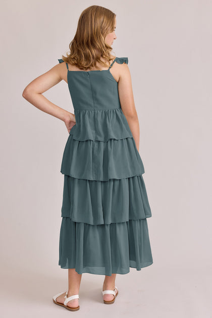 Juniors Poppy Chiffon Dress | Made To Order | Eucalyptus