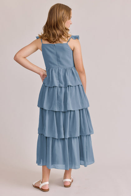Juniors Poppy Chiffon Dress | Made To Order | French Blue