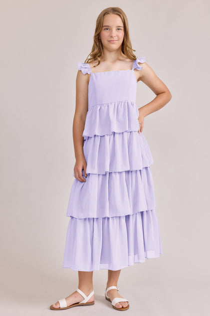Juniors Poppy Chiffon Dress | Made To Order | Light Lavender