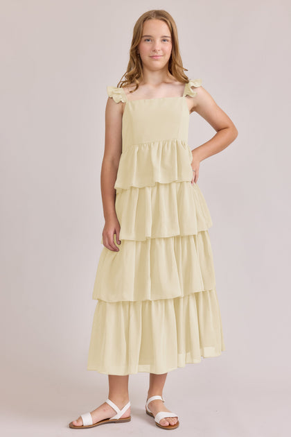 Juniors Poppy Chiffon Dress | Made To Order | Yellow