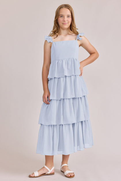Juniors Poppy Chiffon Dress | Made To Order | Periwinkle