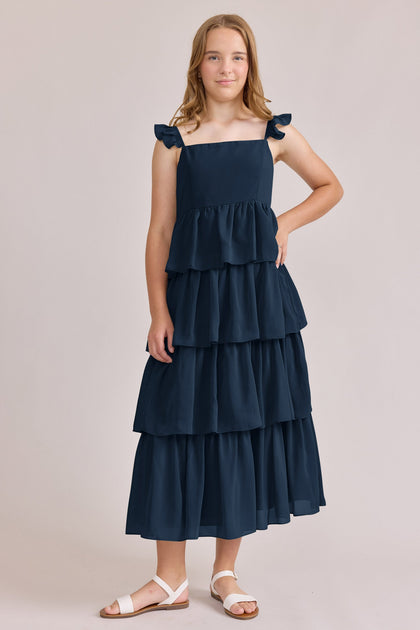 Juniors Poppy Chiffon Dress | Made To Order | Romantic Blue