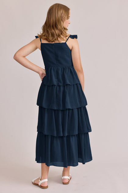 Juniors Poppy Chiffon Dress | Made To Order | Romantic Blue